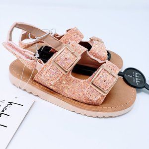 Nicole Miller Pink Sparkly Buckle Sandals